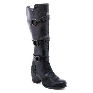 New! Bed Stu Decree Knee High Distressed Leather Boot Black Size 8.5 DD311